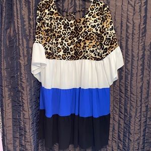 Colorblocked babydoll dress